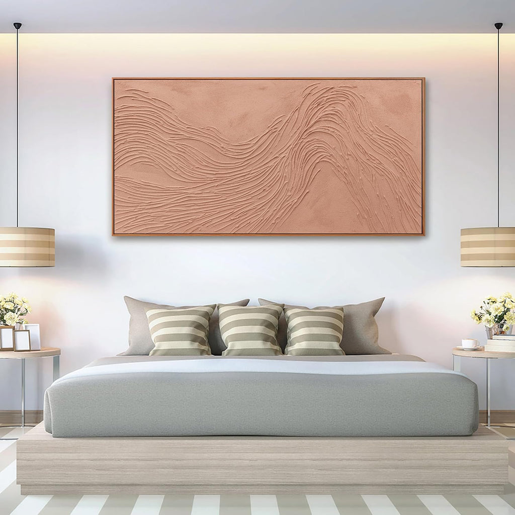 Abstract Wall Art For Living Room Decor Canvas Artwork Hand Painted Reddish Brown Variational Texture Minimalist Modern Art Wall Decor Painting With Framed For Bedroom Dining Room Home Office Modern Abstract Artwork Home Decoration 29'x58'