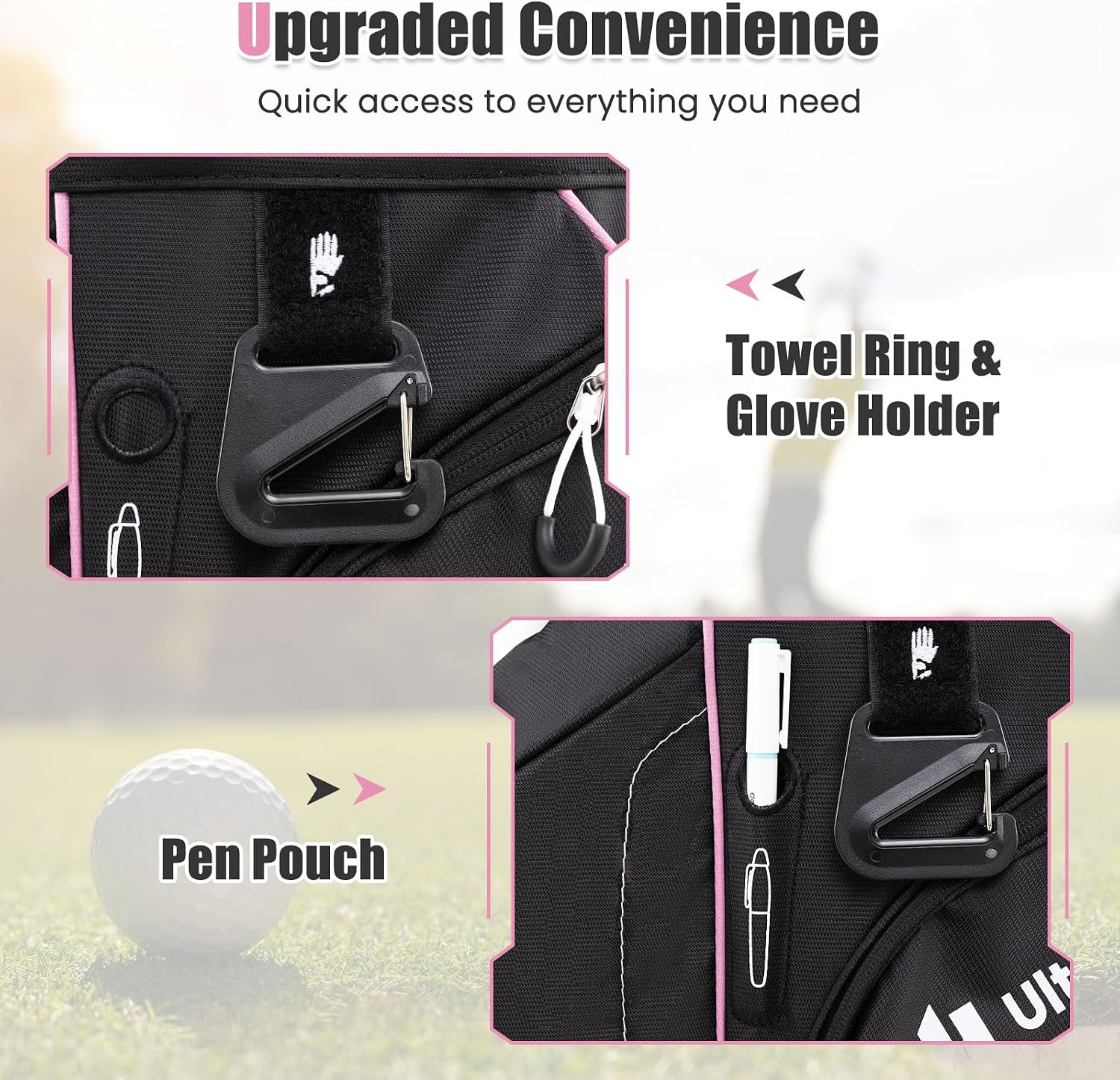 ULTIMATE 14-Way Golf Cart Bag, Golf Bag w/Molded Lock Top & Full Length Dividers, Portable Golf Club Bag w/11 Pockets, Cooler Bag, Padded Strap & Rain Hood for Men Women