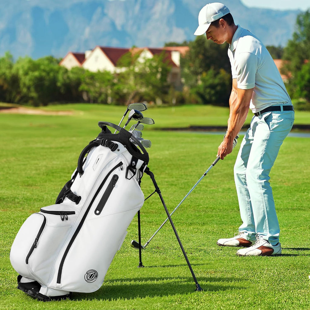 Golf Stand Bag 14 Way, Lightweight Golf Bags for Men Women with Stand, Padded Ergonomic Double Strap, Full Length Dividers, Multiple Pockets, Rain Hood