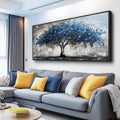 Lapremoly Framed Wall Art For Living Room Tree of Life Canvas Prints Extra Large Wall Decorations Blue Artwork For Walls Forest Pictures Abstract Paintings for Bedroom Office Modern Home Decor 32X72