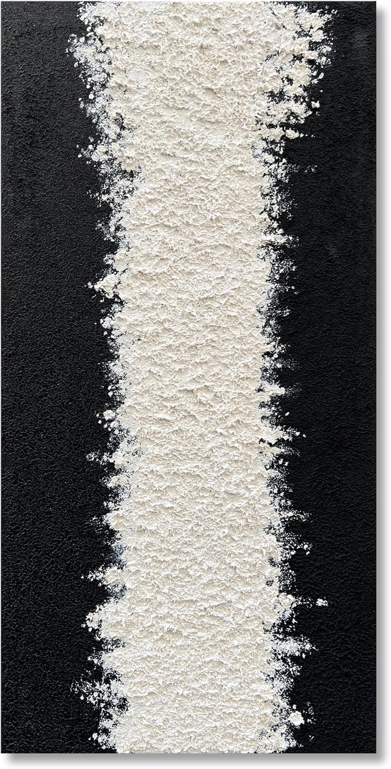 Art Hand-Painted Black and White Wall Art Textured Oil Painting Modern Abstract Art Minimalist Art Painter Home Wall Decoration 24x48 inches