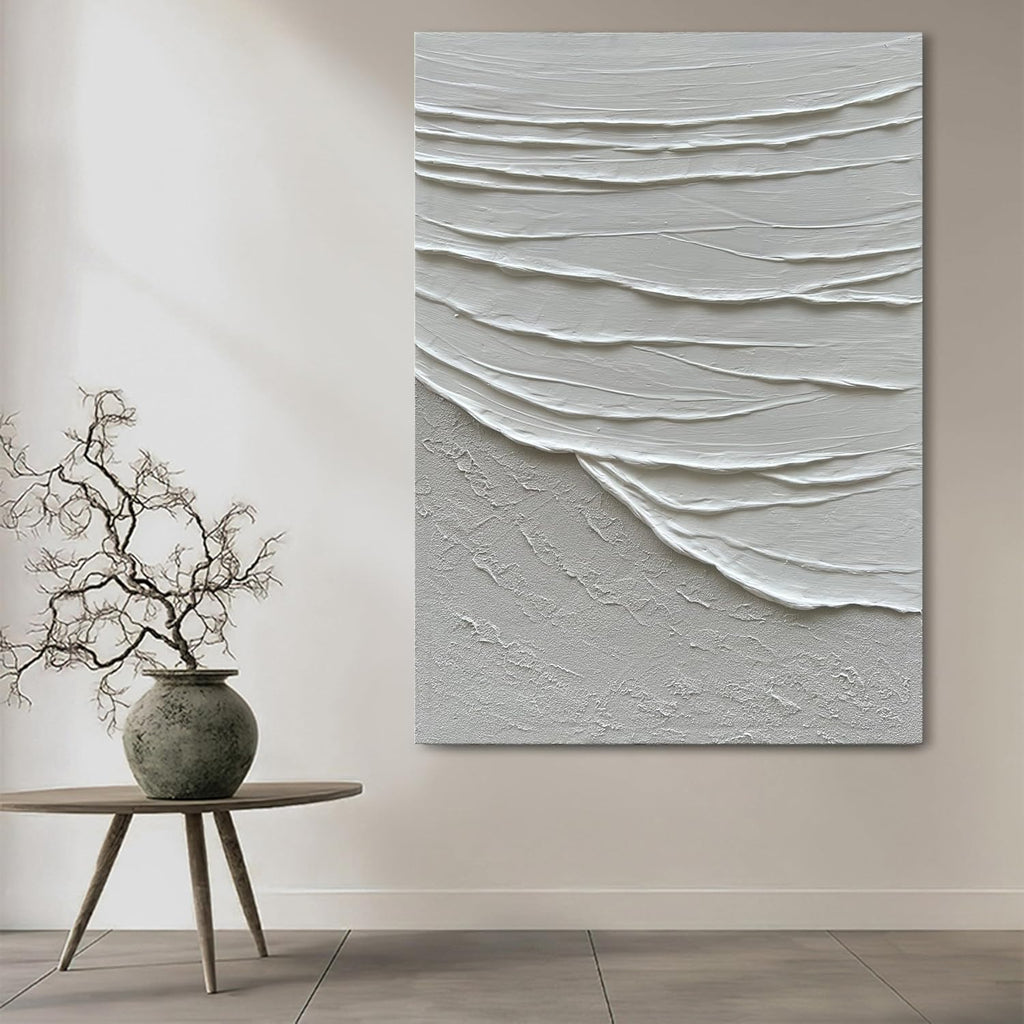 NANKAI Hand Painted Modern Abstract Painting 3D Textured Canvas Wall Art Minimalism Ocean Wave Oil Painting Living Room Bedroom Wall Decoration 28x40 Inches