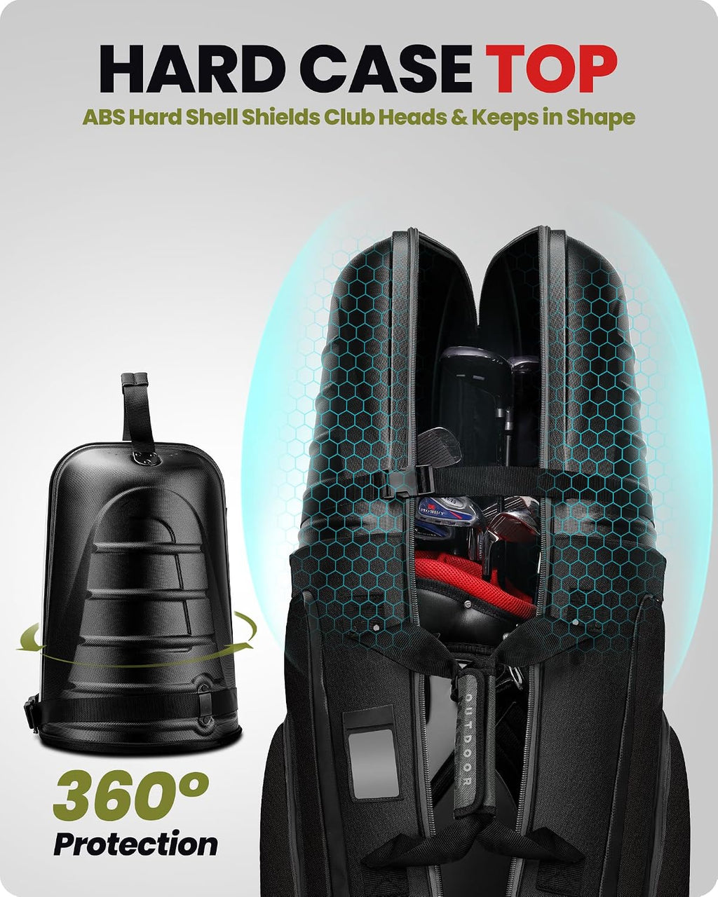 OutdoorMaster Golf Travel Bags for Airlines with Wheels and Hard Case Top, Protect Golf Clubs, Lightweight and Easy to Maneuver, Upgrade Version