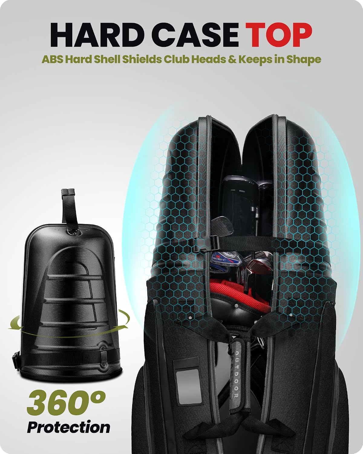 OutdoorMaster Golf Travel Bags for Airlines with Wheels and Hard Case Top, Protect Golf Clubs, Lightweight and Easy to Maneuver, Upgrade Version