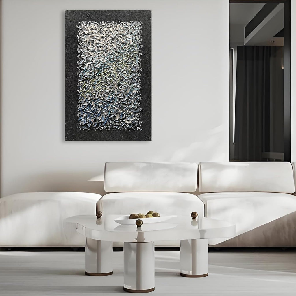 Art Hand Painted Black Minimalist Art Oil Painting Modern Abstract Art Oil Painting Home Office Corridor Wall Decoration 45x30 inches