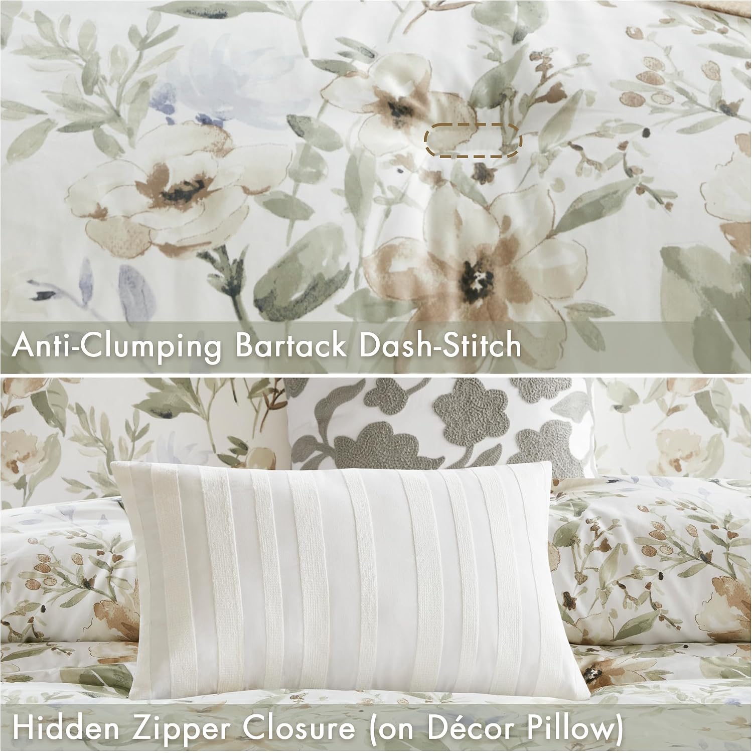 Harbor House Cal King Comforter Set Watercolor Floral Print, 300TC Sateen Cotton Comforters for Cal King Size Bed, All Season Oversized Comforter, Shams, Bed Skirt, Pillows, Cal King, Multi, 6 Piece