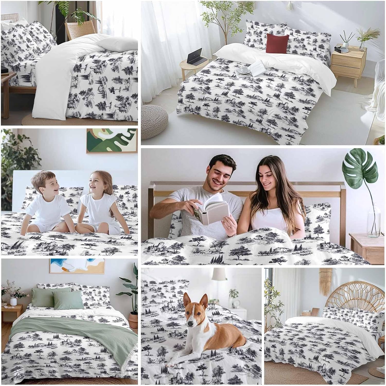 Farmhouses Plants Duvet Cover Set Queen Size 4 Pieces Mystic Castle Rustic Abstract Tree Retro Bedding Set with Zipper Closure, 1 Comforter Cover 90x92 Inches 1 Flat Sheet & 2 Pillow Cases