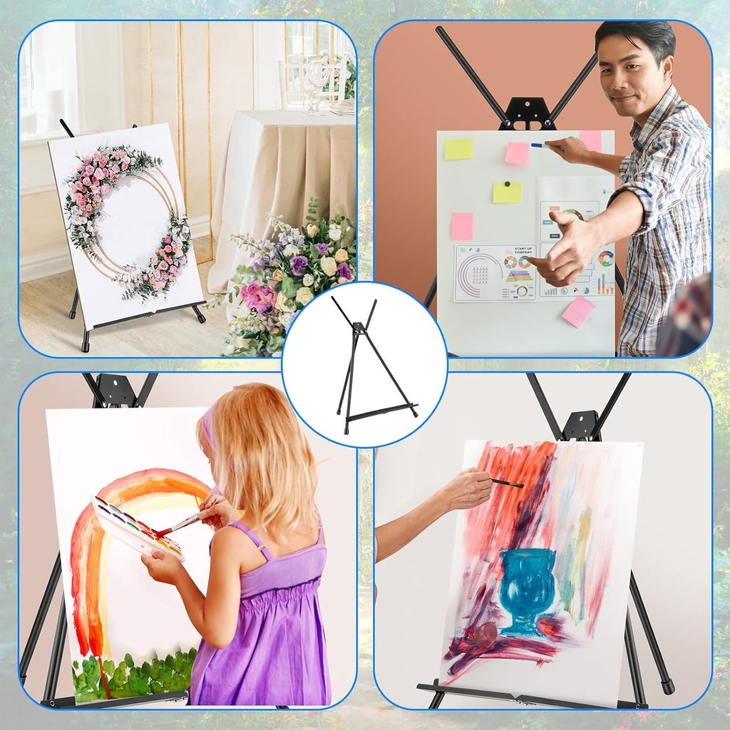 Xinnun 24 Pack Aluminum Tabletop Display Easels 15' to 21' Adjustable Portable Tripod Desktop with Extension Arm Wings and Rubber Feet Tripod Easels Stand for Canvas Pictures Paintings School (Black)
