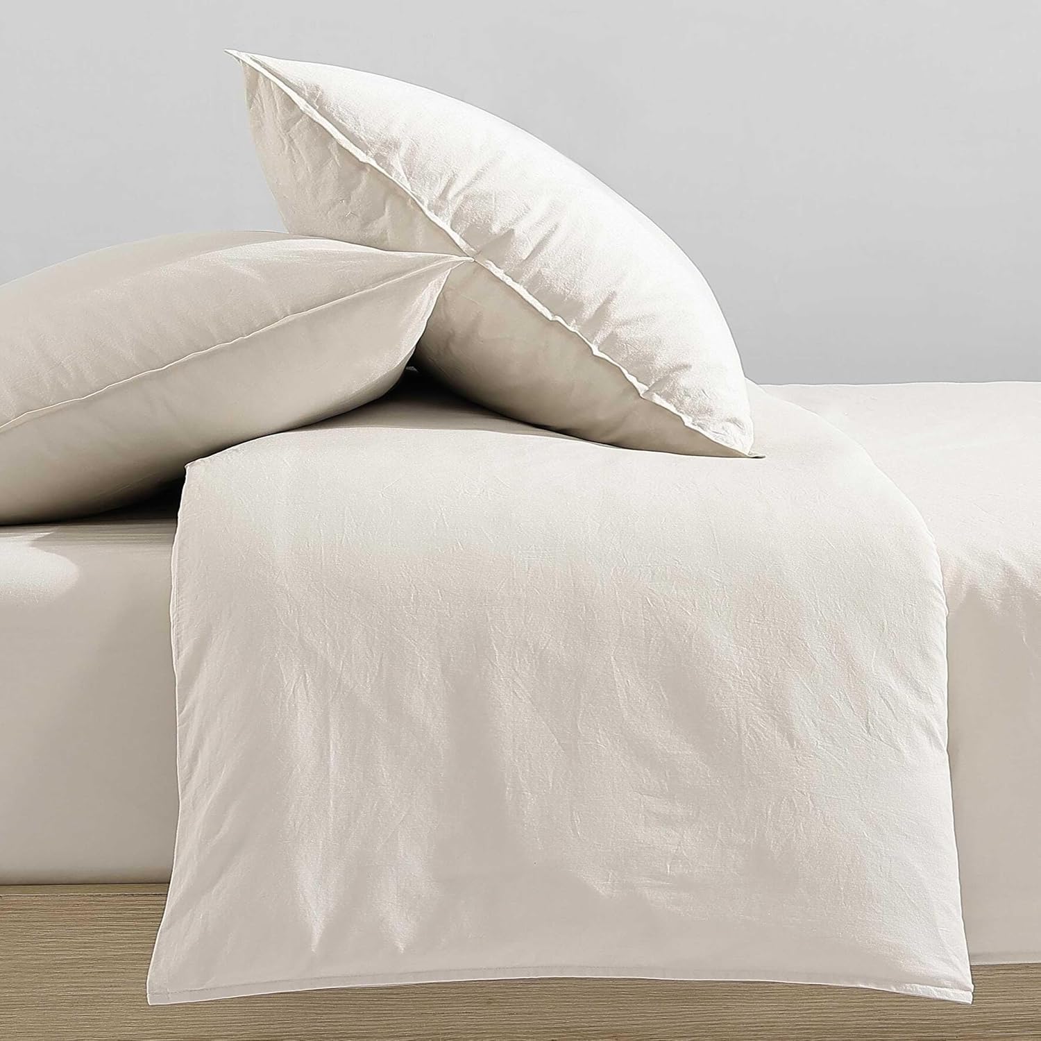 Calvin Klein - Twin/Twin XL Comforter Set, Modern Cotton Washed Percale Bedding with Matching Shams, Oeko-Tex Certified (Washed Percale Beige, Twin/Twin XL)