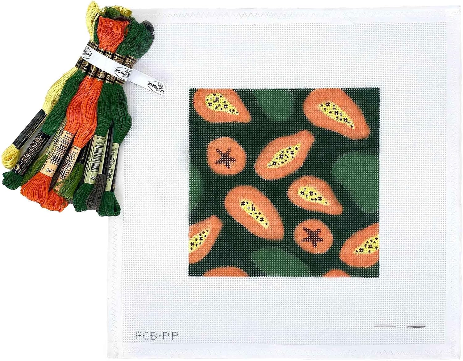 Sacramento Stitchery Needlepiont Hand-Painted Canvas for Beginners or Advance, 18CT(Fruit Slice - Papaya)