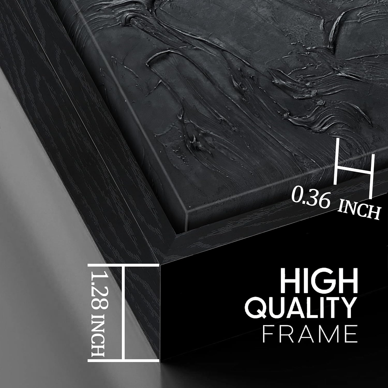HUBOSKN Black Abstract Hand Painted Wall Art for Living Room - Minimalist Large Canvas Wall Art for Office - Frames Wall Decor Bedroom Size 29' x 59'