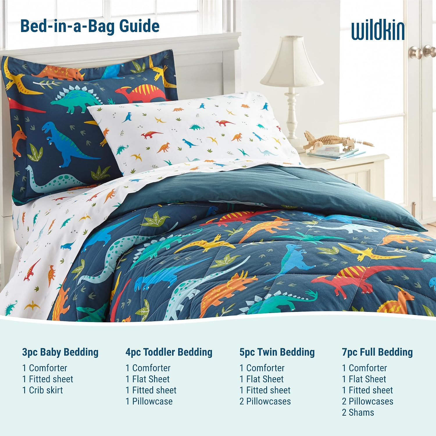 Wildkin Kids Cotton Full Comforter Set – Lightweight, Fits Full Mattress, Two Pillow Shams Included - Unicorn