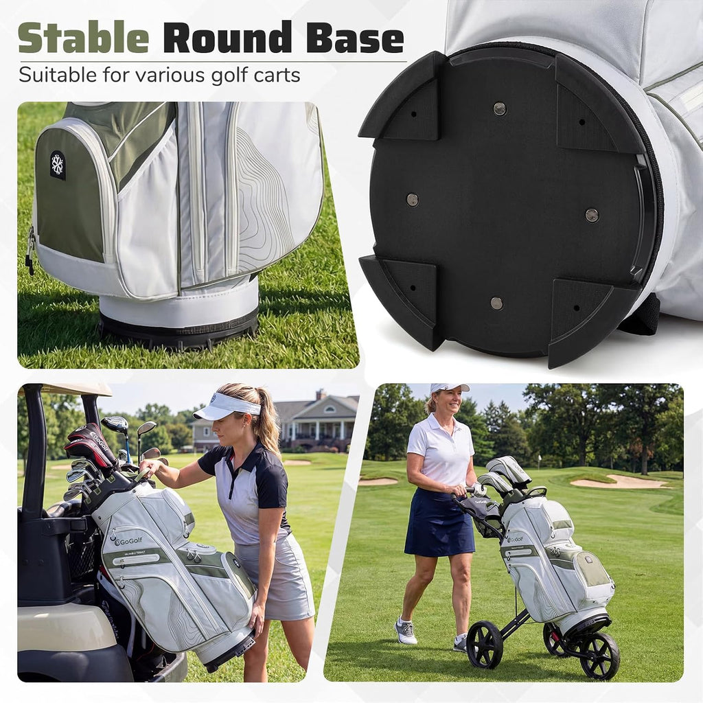 Goplus Lightweight Golf Cart Bag, Molded Lock Top Golf Club Bag w/14-Way Full Length Organizer Dividers, 11 Pockets, Cooler Bag, Straps, Umbrella Holder & Rain Hood for Men Women