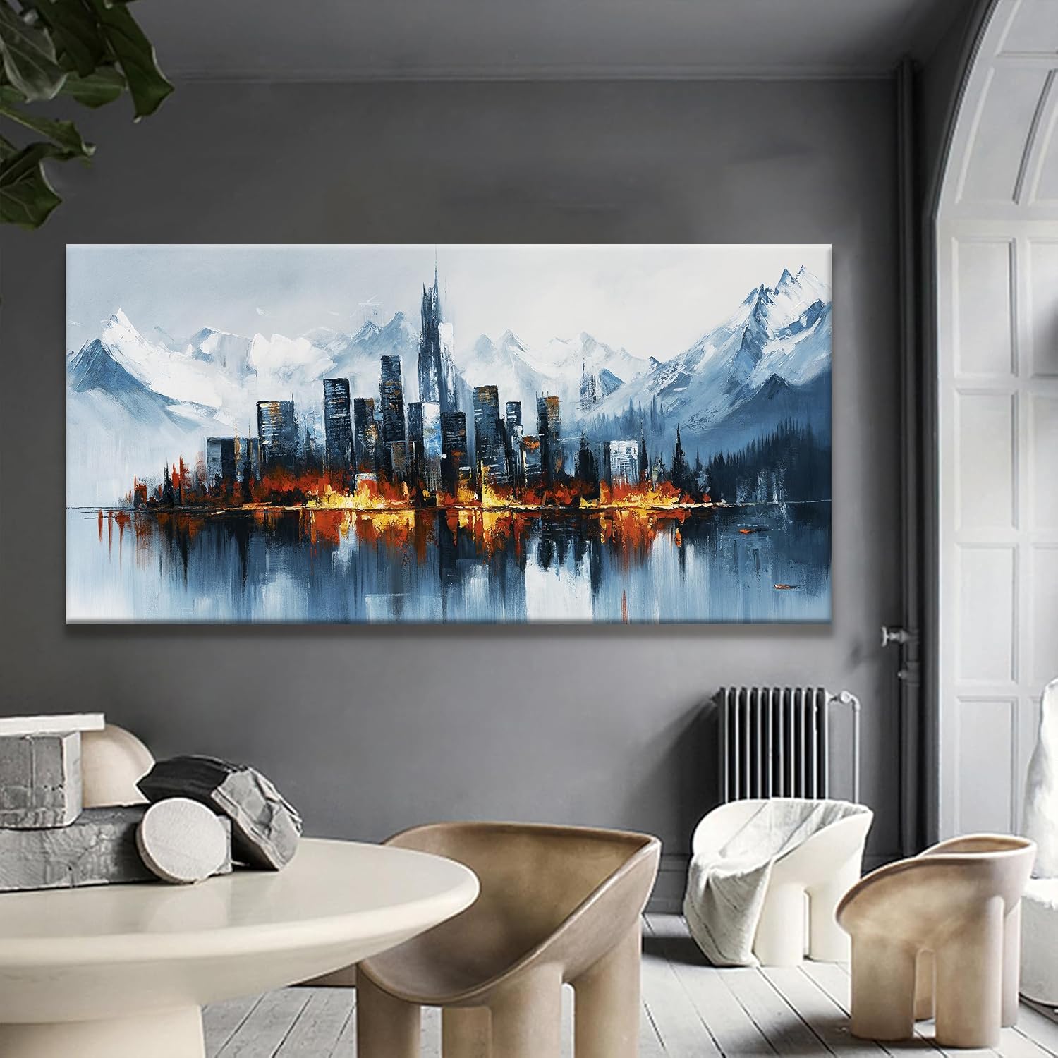 QSQ New York City Canvas Art Wall Decor Modern Abstract Wall Art For Living Room Office Bedroom Abstract Art Paintings Picture For Bedroom Home Wall Decor Chicago Artwork For Walls 29 × 58 In