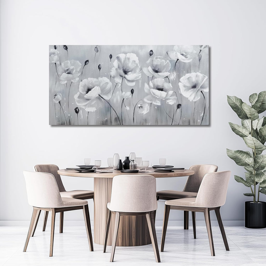 Belmrxne Large Floral Wall Art Black and Grey Wall Decor flower Canvas Painting Aesthetic Artwork modern Trendy canvas print for Living Room Bedroom Dining Room Office 29x58 Inches