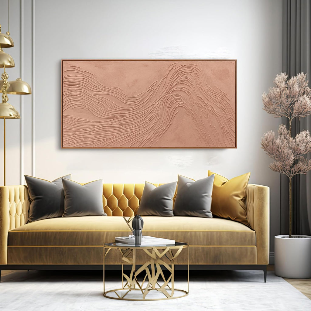 Abstract Wall Art For Living Room Decor Canvas Artwork Hand Painted Reddish Brown Variational Texture Minimalist Modern Art Wall Decor Painting With Framed For Bedroom Dining Room Home Office Modern Abstract Artwork Home Decoration 29'x58'