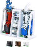 GoSports Premium Wooden Golf Bag Organizer and Storage Rack - Black, White or Brown Finish - Holds 2 Golf Bags