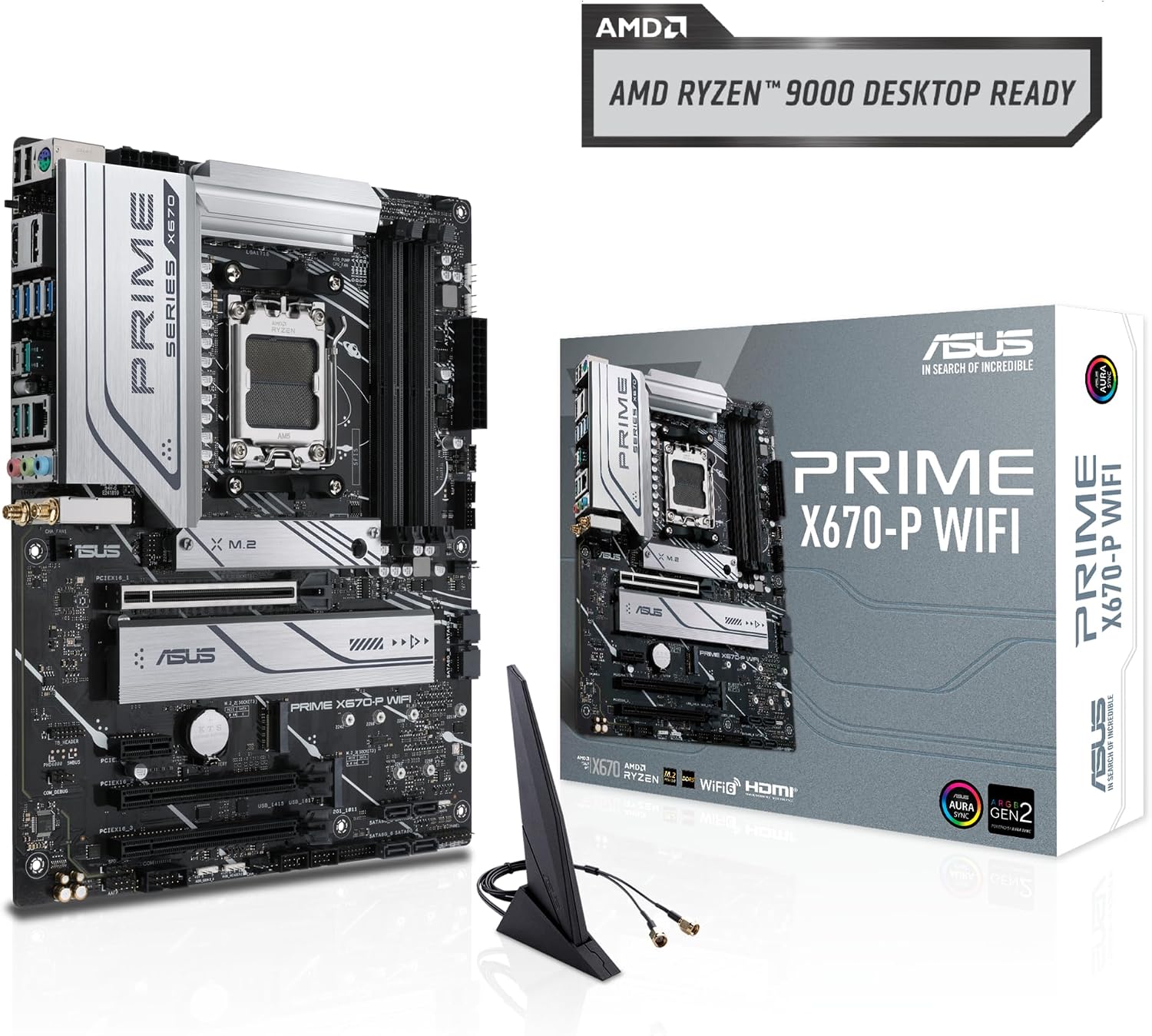 ASUS Prime X670-P WiFi AMD X670 AM5 Ryzen™ Desktop 9000 8000 & 7000 ATX Motherboard with Three M.2 Slots, DDR5, USB 3.2 Gen 2x2 Type-C®, USB4® Support, WiFi 6 and 2.5Gb Ethernet