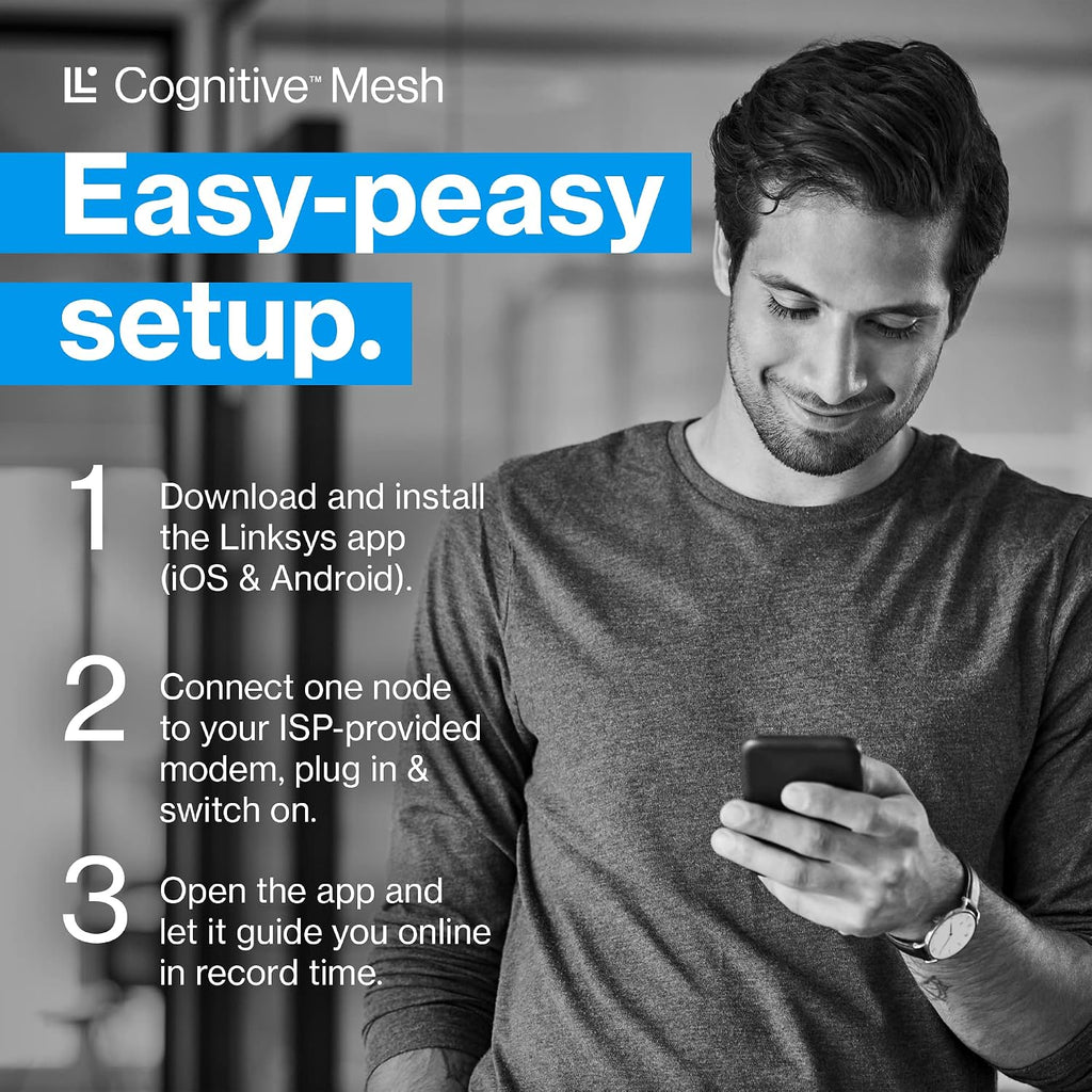 Linksys Velop Pro 6E WiFi Mesh System | One Cognitive Mesh Tri-Band router with 5.4 Gbps (AXE5400) Speed | Coverage up to 3,000 sq ft | Connect 200+ Devices | 1Pk MXEC621 | 2023 Release (Renewed)