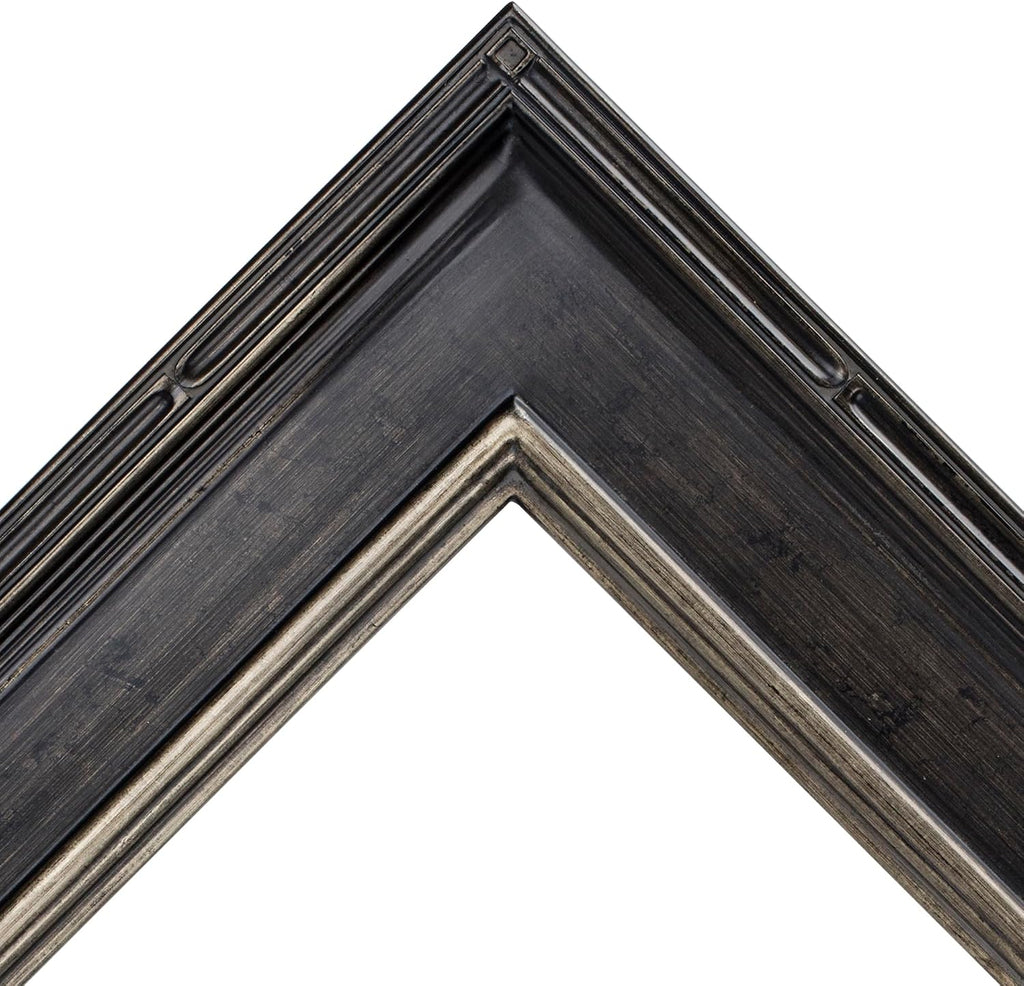 Creative Mark Museum Plein Aire Ornate Picture Frame - 18x24 - Antique Black W/Silver - Pack of 1, High-End Antique Style Frames - Open Back with No Glass or Backing