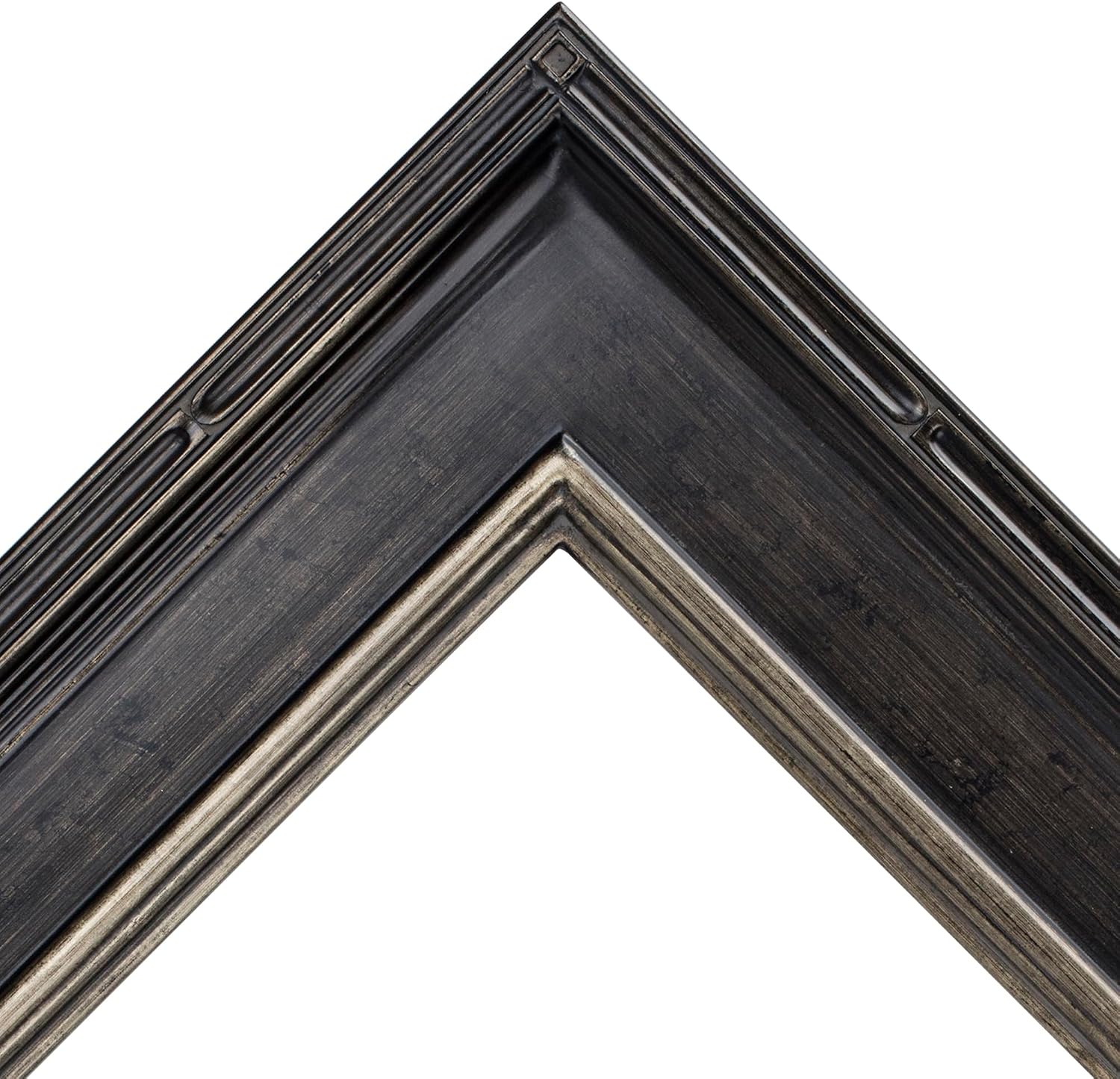 Creative Mark Museum Plein Aire Ornate Picture Frame - 18x24 - Antique Black W/Silver - Pack of 1, High-End Antique Style Frames - Open Back with No Glass or Backing