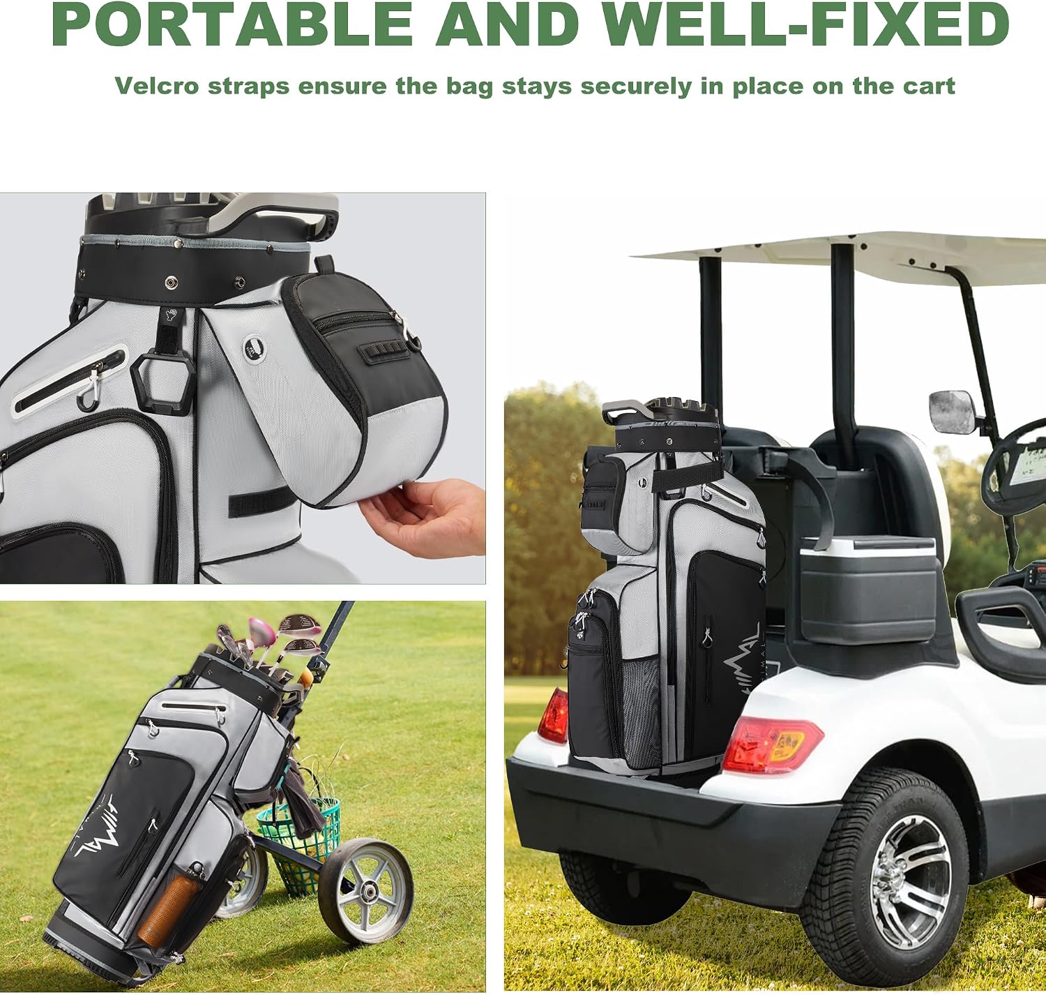 uniHimal Golf Cart Bag with 14-Way Full-Length Dividers, Golf Bag for Men Women with Magnetic Leather Pocket, Handles and Rain Cover, Lightweight Golf Club Bag Includes Cooler Pockets