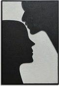 zoinart Creative Black and White Textured Wall Art, Handmade Abstract Romantic Plaster Paintings on Canvas, Relief Art 24x36 inch
