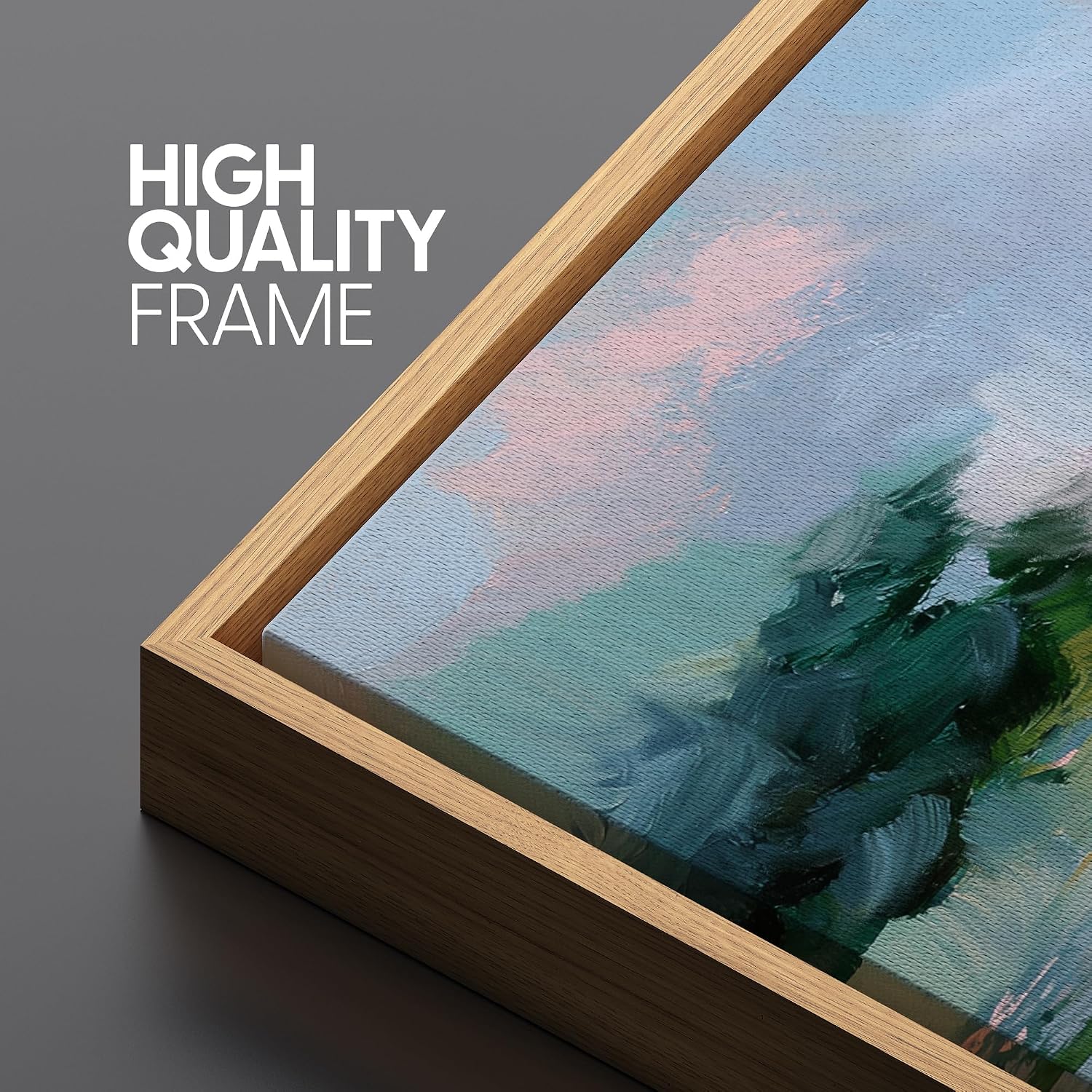 SIGNLEADER Framed Canvas Print Wall Art Set Soft Pastel Lake Landscape Illustrations Minimal Decorative Bohemian Nordic for Living Room, Bedroom, Office - 24'x36'x3 NATURAL