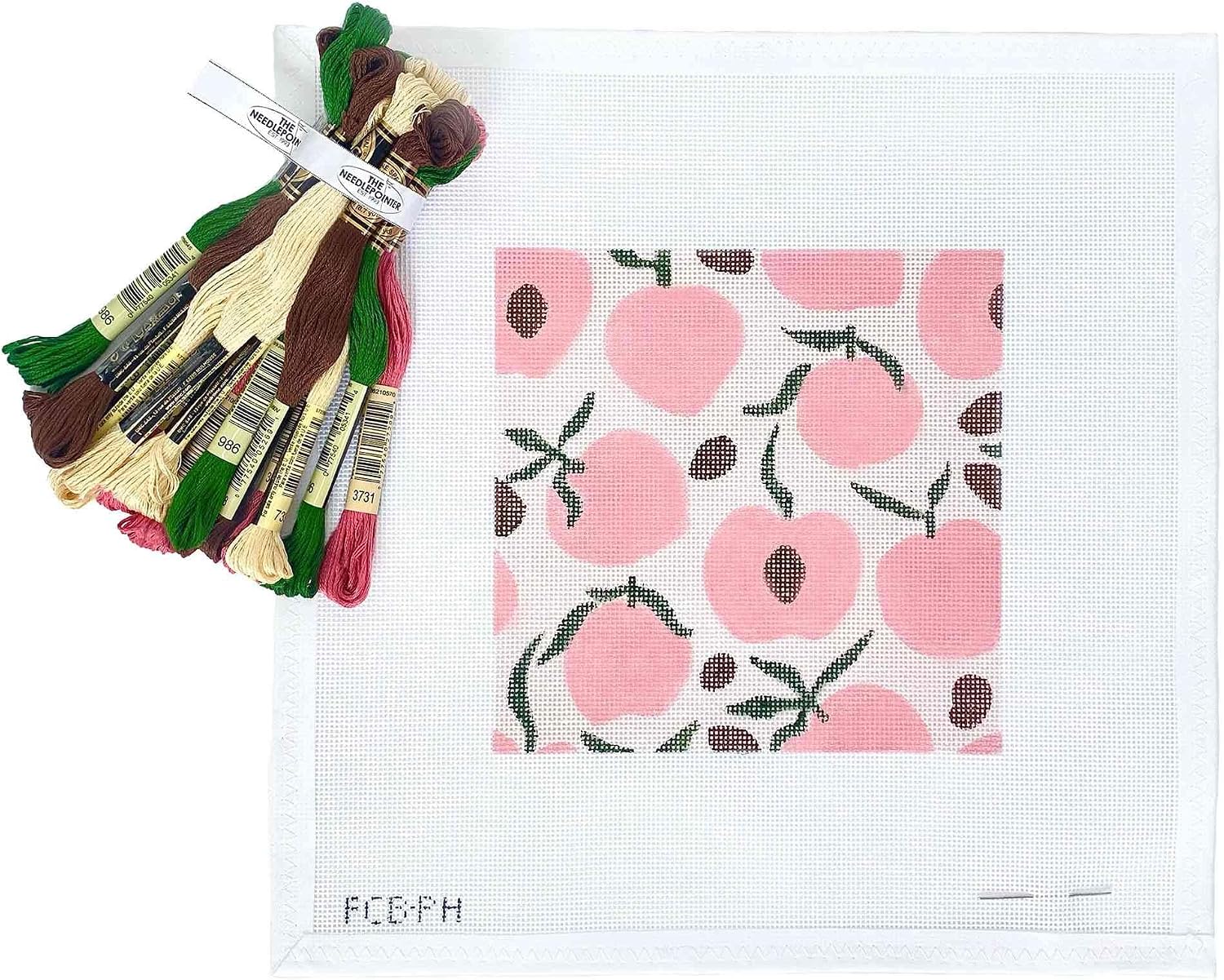 Sacramento Stitchery Needlepiont Hand-Painted Canvas for Beginners or Advance, 18CT(Fruit Slice - Peach)