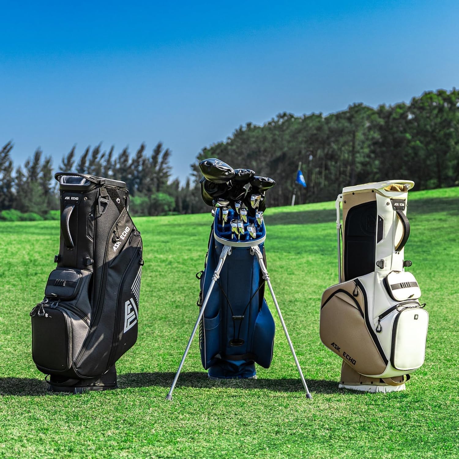 ASK ECHO Golf ST-14 Hybrid Stand Bag with 14 Way Full Length Dividers & Quick Putter Clip