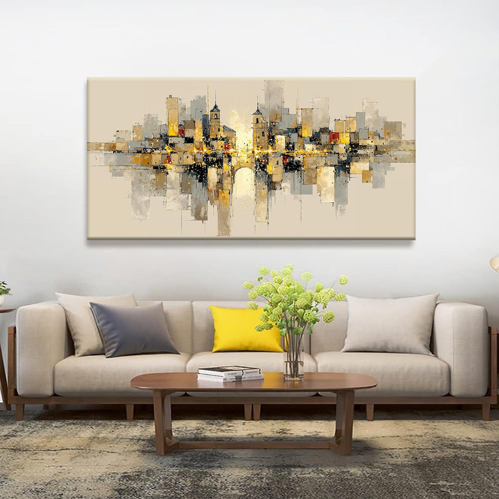 QSQ Large Abstract Wall Art For Living Room Painting Black And Gold Wall Art Prints Minimalist Abstract Art Modern Canvas Art Wall Decor Picture For Bedroom Office Home Aesthetic Decoration 29' × 58'