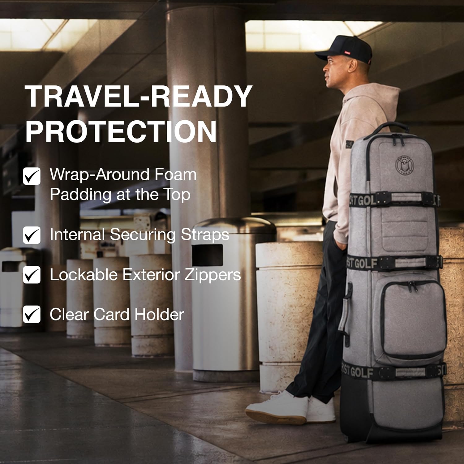 Ghost Golf AWOL Golf Travel Bag for Airlines with Wheels - Soft Padded Golf Club Travel Cover Fits All Stand & Cart Bags - Lockable Zippers, Water Resistant & Long-Lasting Heavy Duty Material