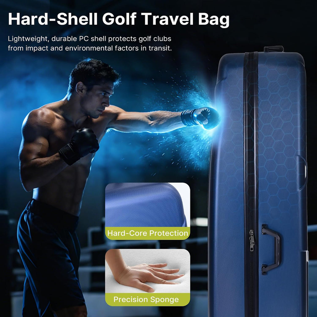 uniHimal Hard Case Golf Travel Bag with Wheels - PC Hard Shell Design Waterproof, Durable & Large Capacity - Golf Travel Case for Golf Clubs Ultimate Protection.