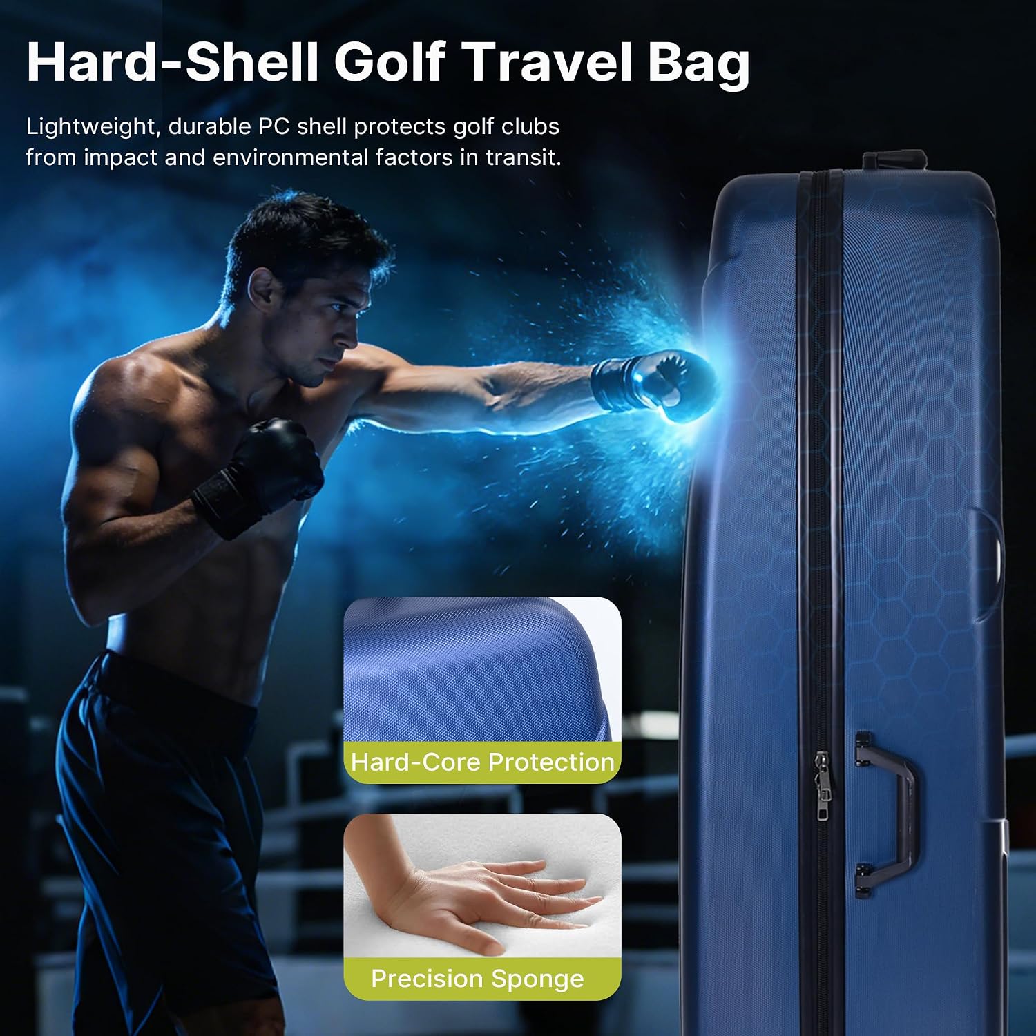 uniHimal Hard Case Golf Travel Bag with Wheels - PC Hard Shell Design Waterproof, Durable & Large Capacity - Golf Travel Case for Golf Clubs Ultimate Protection.