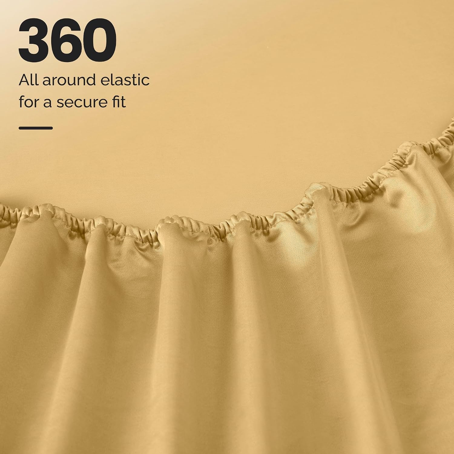 Superior 1200 Thread Count Egyptian Cotton Sheet Set, Bedroom Sheets, Modern Home Essentials, Luxury Bedding, 1 Elastic Deep Pocket Fitted Bed Sheet, 1 Flat Sheet, 2 Pillowcases, Queen, Gold