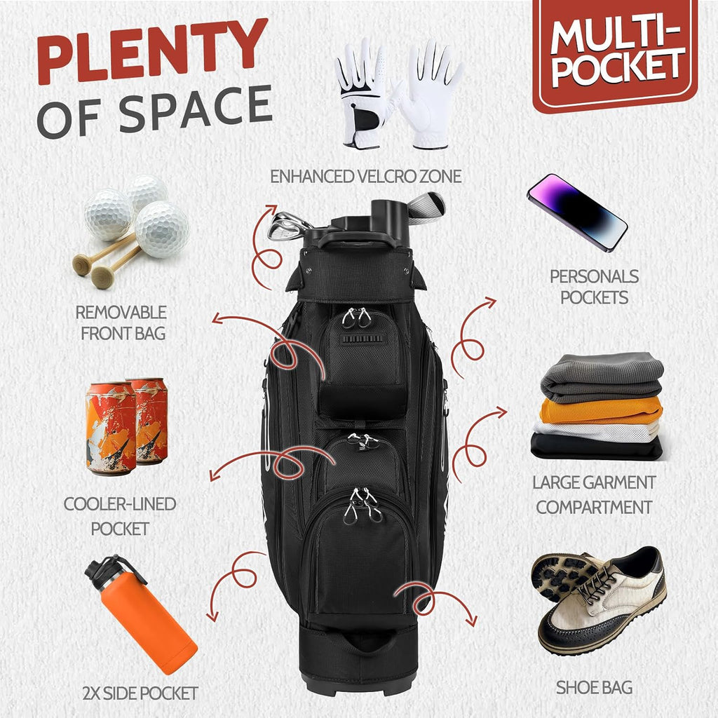 uniHimal14-Way Golf Cart Bag Pro with Full Length Divider Top, Golf Bag for Men with Handles and Rain Cover