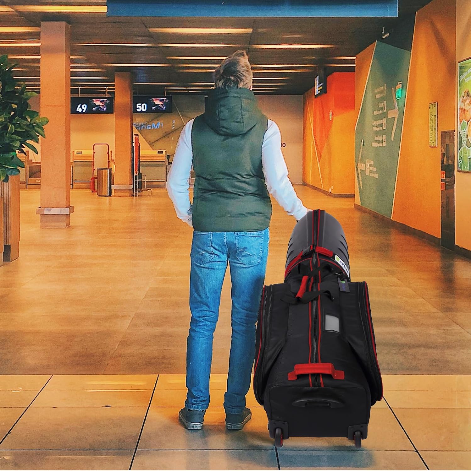 Golf Travel Bags for Airlines with Reinforced Wheels and Hard Case Top, Lightweight and Easy to Maneuver, Excellent Zipper Protect Your Clubs Red