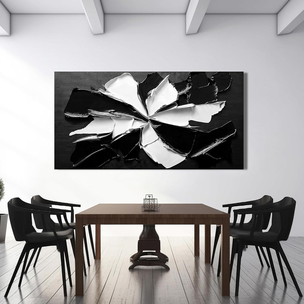 Abstract Wall Art Decorations Modern Large Wall Art for Living Room Abstract Canvas Art Wall Decor Oversized Black and White Wall Art Prints Flowers Artwork for Walls Office Home Decor 29' X 58'