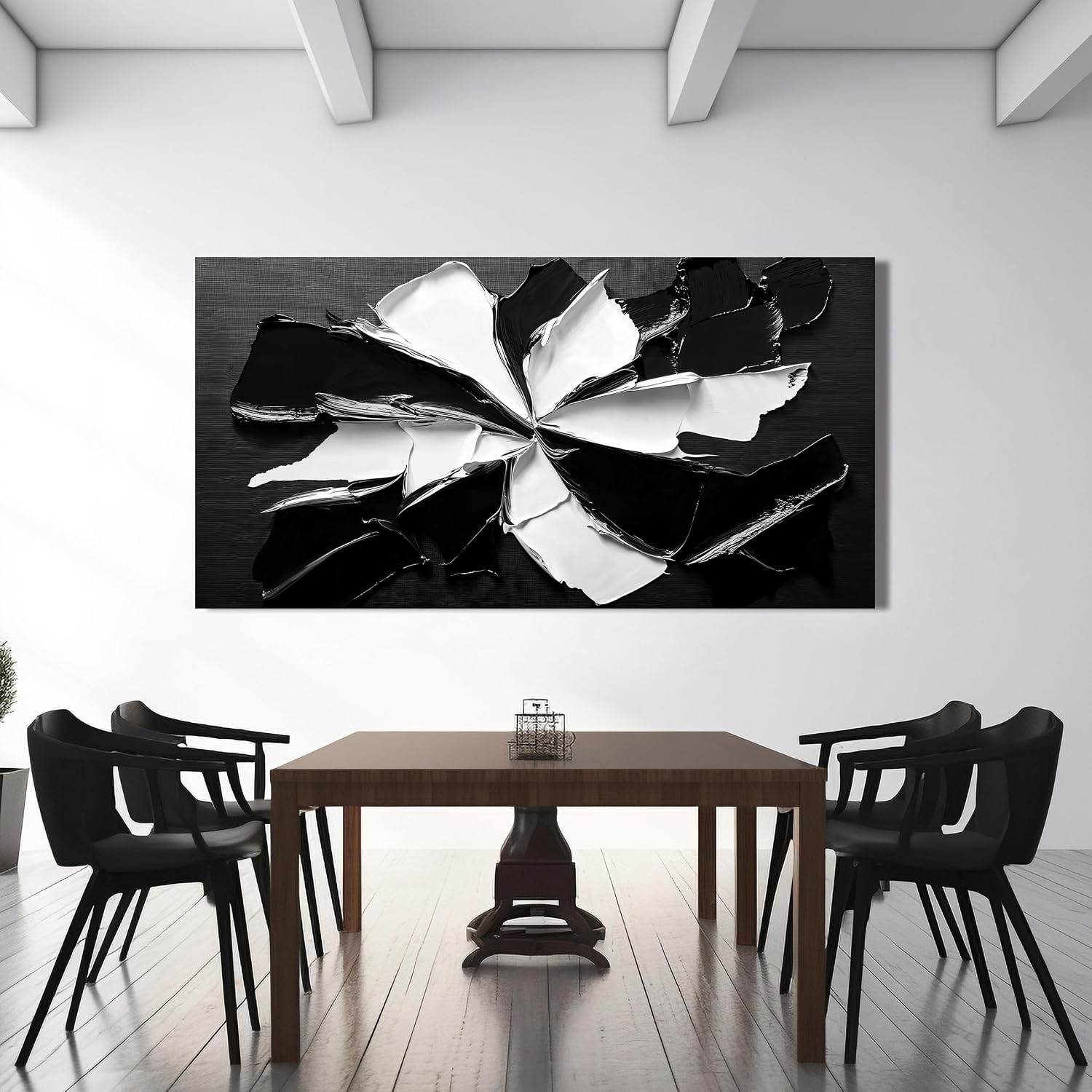 Abstract Wall Art Decorations Modern Large Wall Art for Living Room Abstract Canvas Art Wall Decor Oversized Black and White Wall Art Prints Flowers Artwork for Walls Office Home Decor 29' X 58'