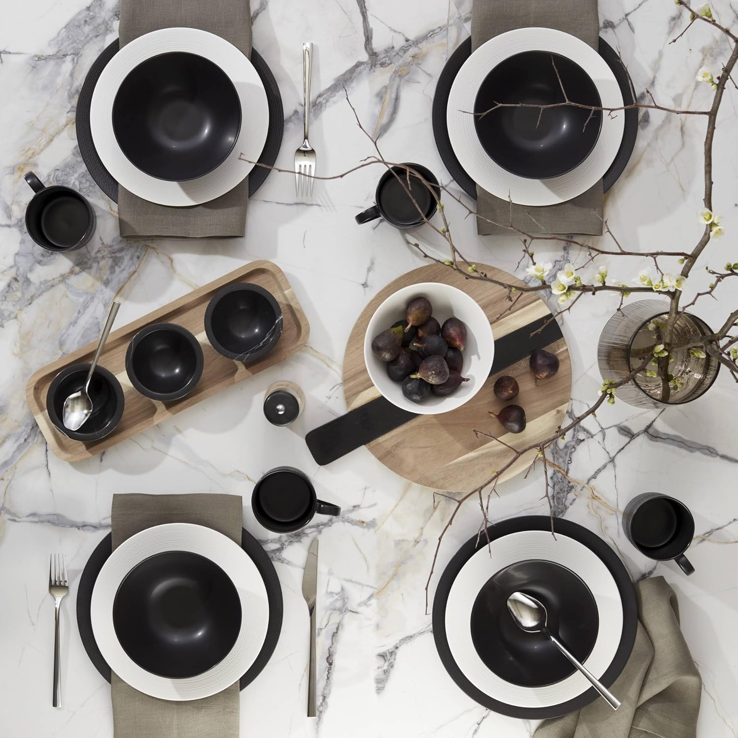 Lenox 895250 Lx Collective Black 12-Piece Set, White