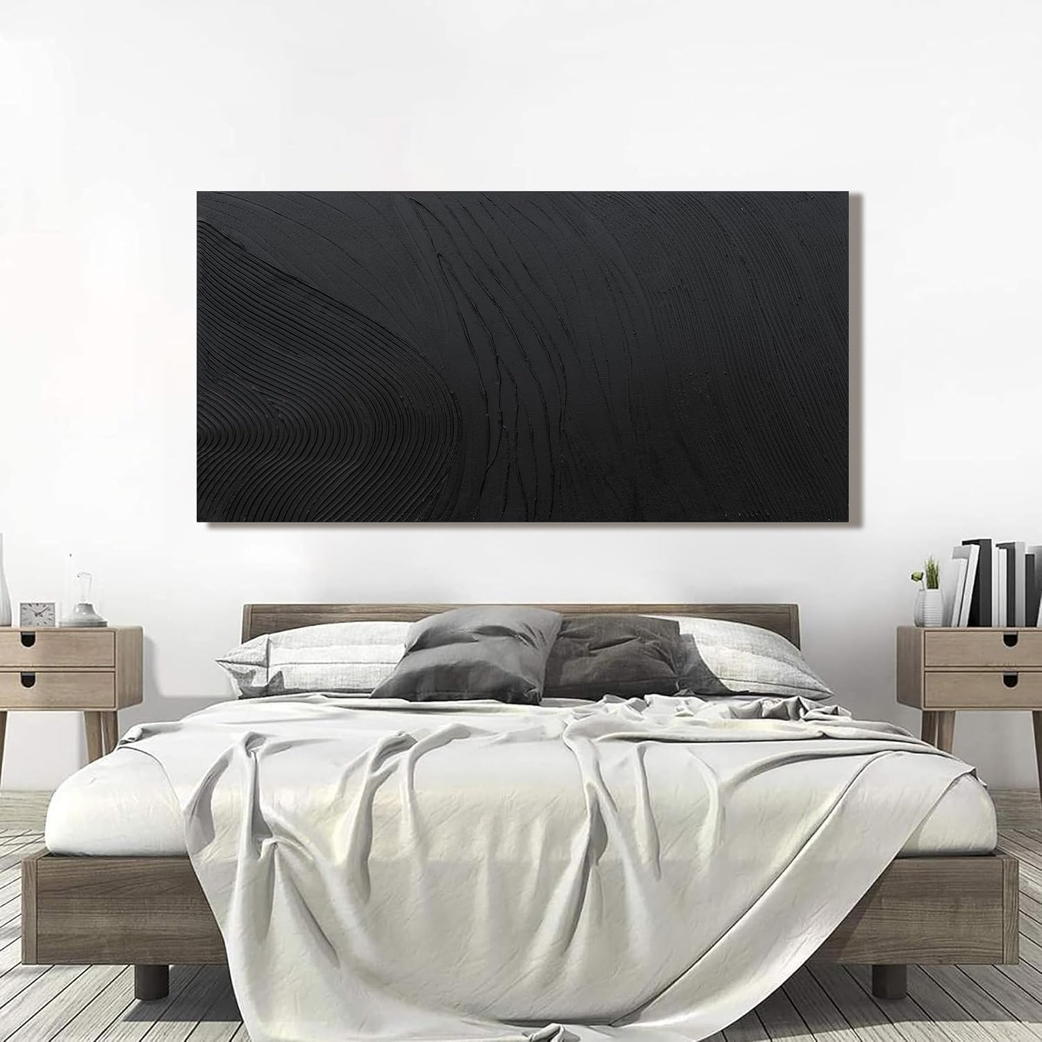 Canvas Wall Art Decor Large Artwork Modern Black Wall Art Black Silence Wall Art Painting Decorations Canvas Art Wall Decor Wall Art Prints for Room Living Room Bedroom Office Decor 29'X58'