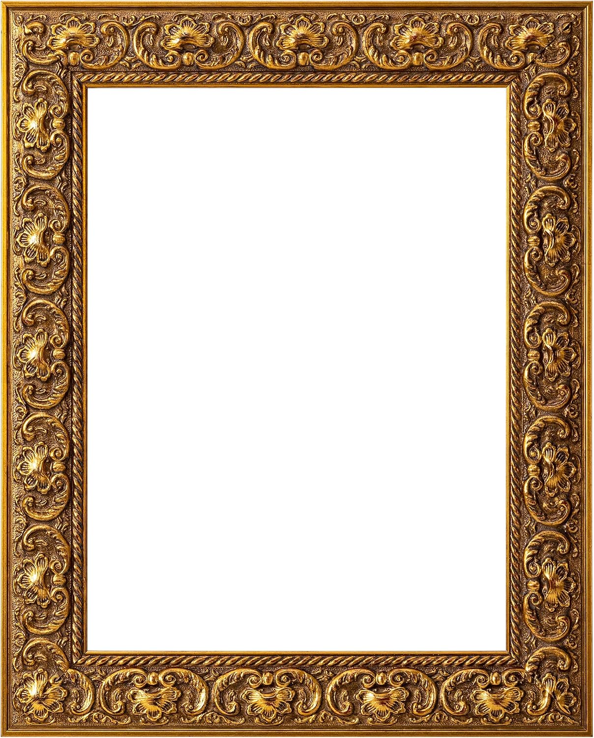 ArtXO 16x20 Picture Frame Wooden, Display Pictures 11x14 with Mat or 16x20 Without Mat, Wall Hanging Photo Frame, Vintage Poster Frame Gold