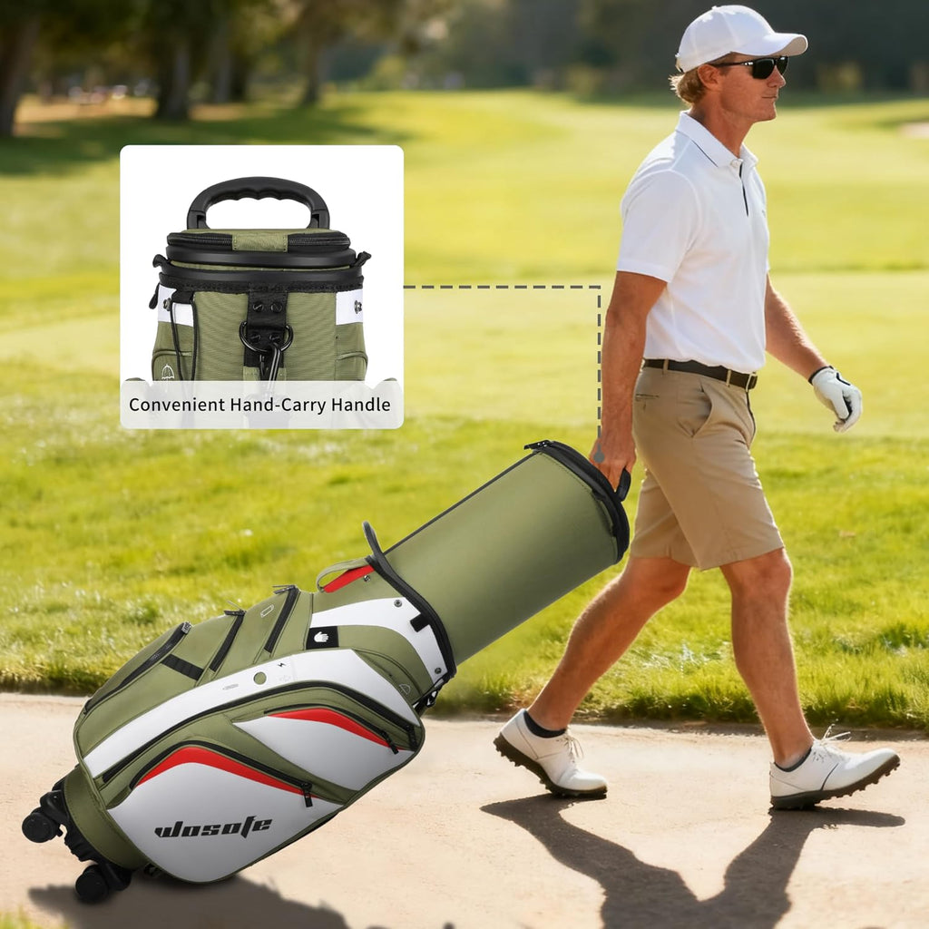 Golf Club Travel Bag with Wheels, Golf Cart and Travel Bag Retractable Cover,Golf Carry Bag for Men and Women, Multiple Storage Pockets, Shoe Compartment, Golf Cart Bag, 4 Colors to Choose from