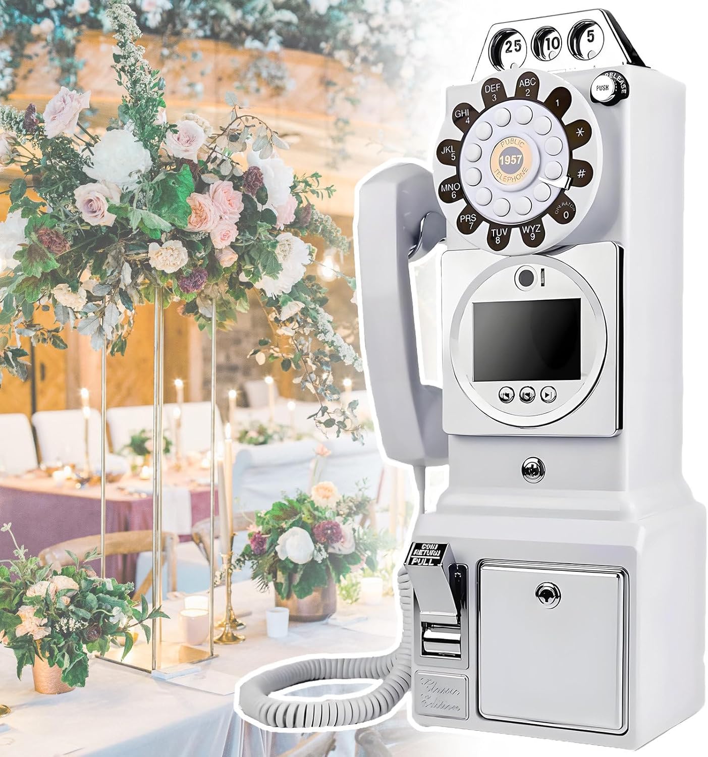 Video Audio Guest Book Wedding Phone,60h/120h/240h Recorded Video,Baby Shower Phone Guestbook,3.5' 1080p Screen,64GB
