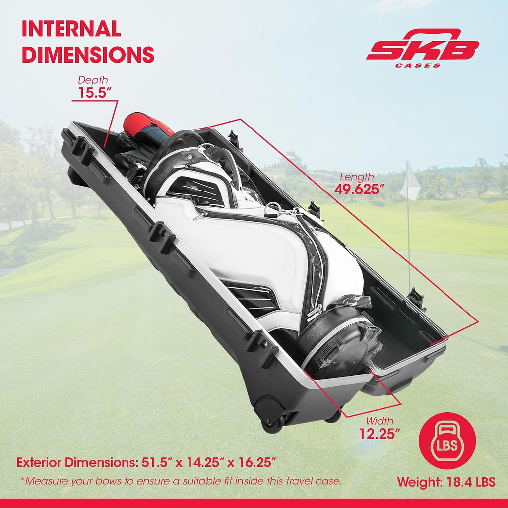 SKB Staff ATA Hard Shell Plastic Golf Travel Case for Cart Bags