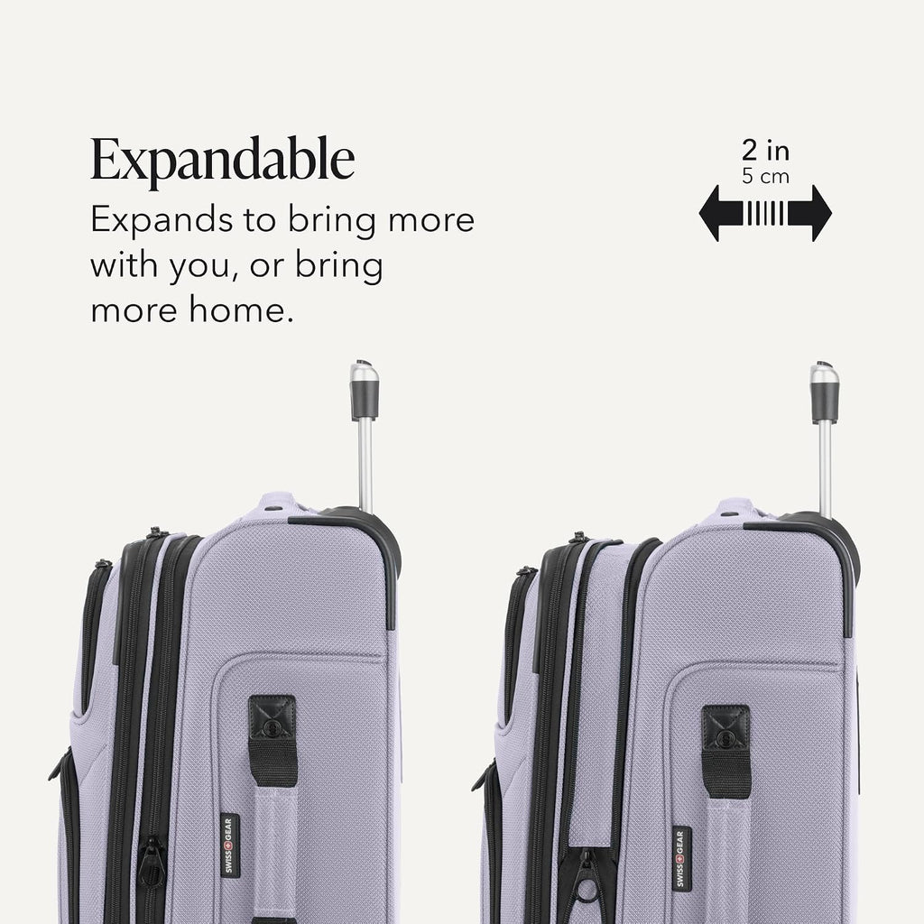 SWISSGEAR Sion Carry-On Spinner Luggage, Softside Expandable, Lightweight Suitcase, Evening Haze, 22.75-Inch