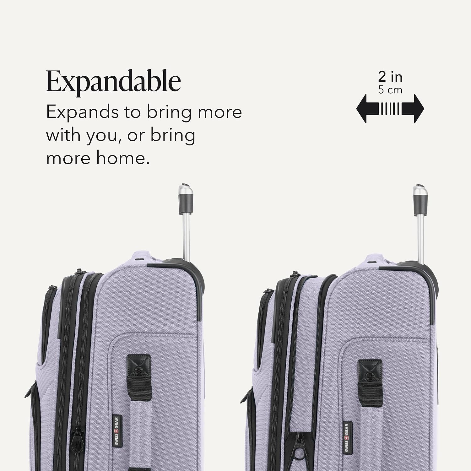 SWISSGEAR Sion Carry-On Spinner Luggage, Softside Expandable, Lightweight Suitcase, Evening Haze, 22.75-Inch