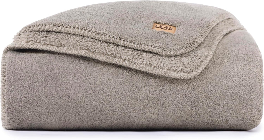 UGG Whitecap Twin Blanket, Soft Cozy Fleece Blanket for Bed, Luxury Fluffy Oversized Throw for Couch, Twin XL Bedding, Home Essentials, 66' x 90', Seal Grey