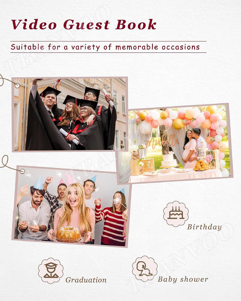 Wedding Phone Video & Audio Guest Guestbook, Video Audio Guest Book Wedding Phone, 1080P HD Leave a Video Message Phone, Customized Video Messages,32G