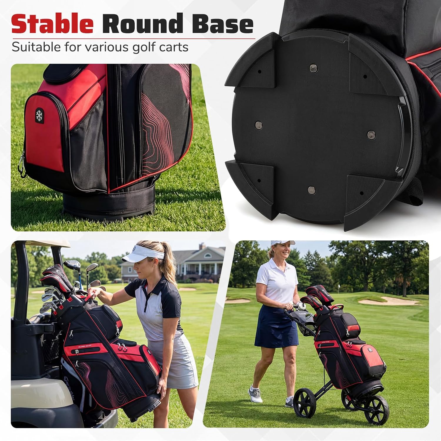 Goplus Lightweight Golf Cart Bag, Molded Lock Top Golf Club Bag w/14-Way Full Length Organizer Dividers, 11 Pockets, Cooler Bag, Straps, Umbrella Holder & Rain Hood for Men Women
